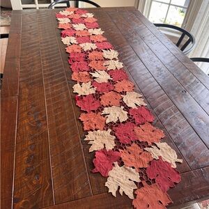 Autumn Leaf Table Runner – Red, Orange, Cream